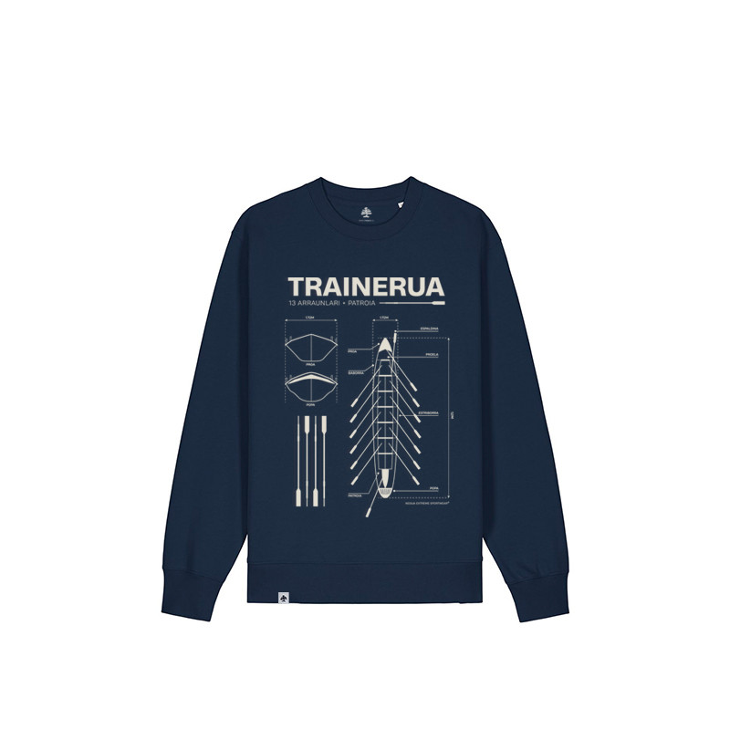 Sudadera con motivo remo banco fijo. Palabra: TRAINERUA