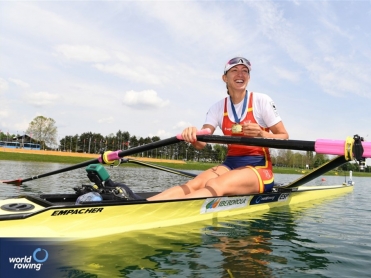 La remera Virginia Díaz obtiene el oro en el single scull de la Copa del Mundo